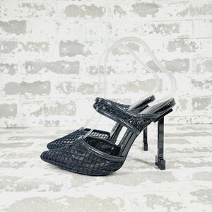 New Jessica Rich Ysabelle Black Fishnet Pointed Toe Pumps X330